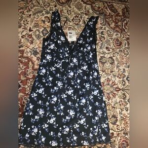 Forever 21 Black Dress with Blue Floral Pattern